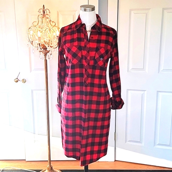 NWT, Eddie Bauer Shirtdress in Buffalo Check or Buffalo Plaid - Picture 1 of 17